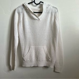 white knit hoodie